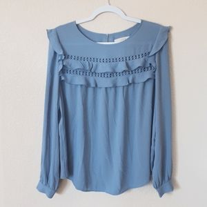 LOFT Periwinkle Ruffled Blouse